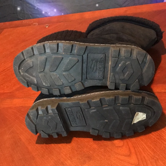 Skechers black leather winter boots shoes size 6 - Picture 15 of 16